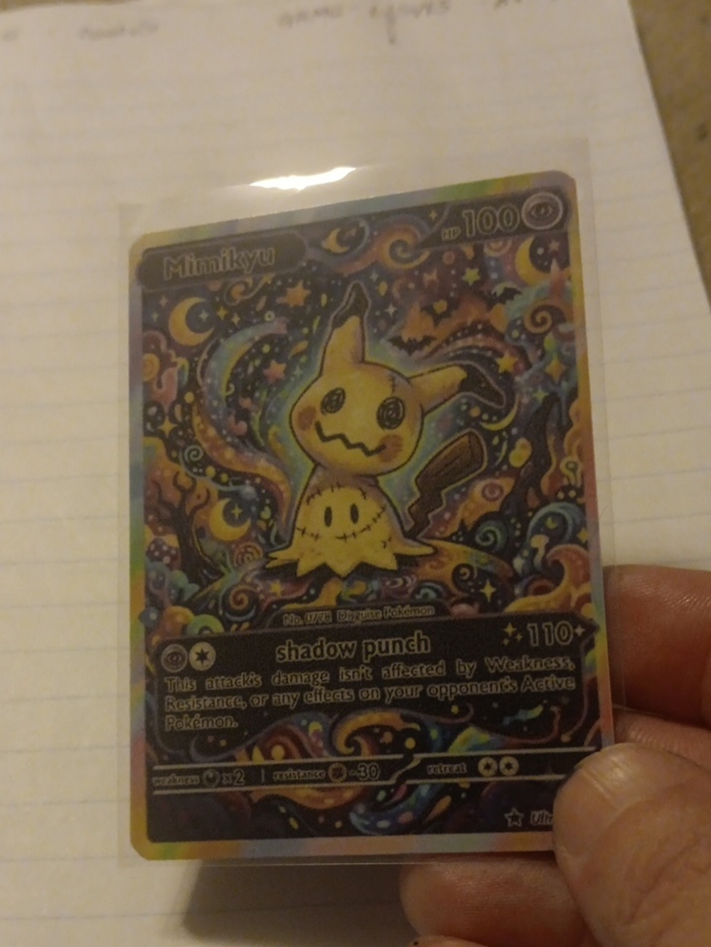 Mimikyu Holographic Collectible Card - Yellow/Black